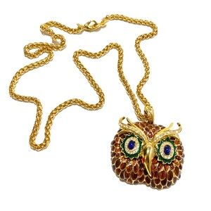 Vintage Kenneth Jay Lane Owl Pendant Necklace